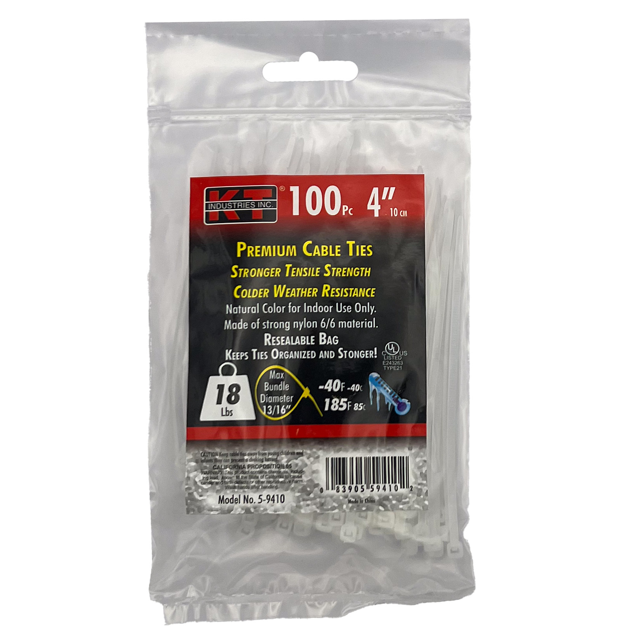 K-T Industries, 4" Ultra Light Duty, Natural, 100/Pk, Model # 5-9410
